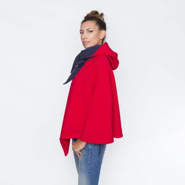 Poncho Pascal rouge marine